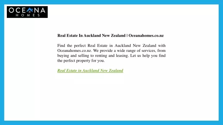 real estate in auckland new zealand oceanahomes