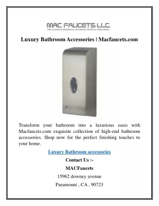 Luxury Bathroom Accessories  Macfaucets