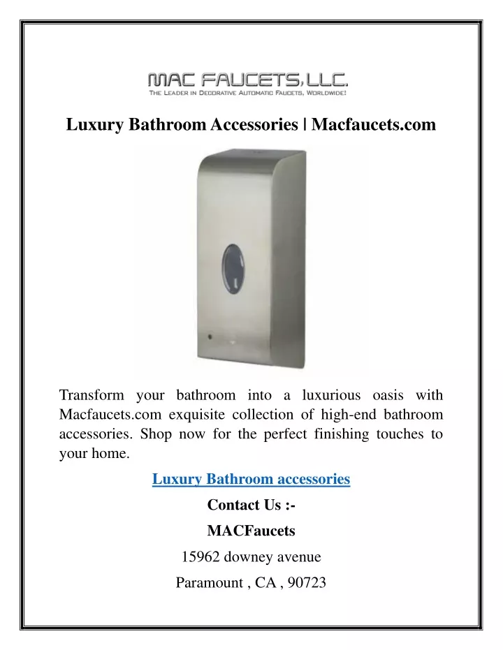 luxury bathroom accessories macfaucets com
