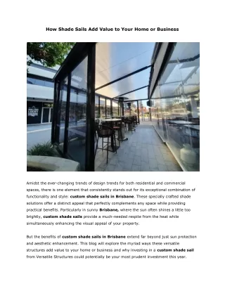 how shade sails add value to your home or business