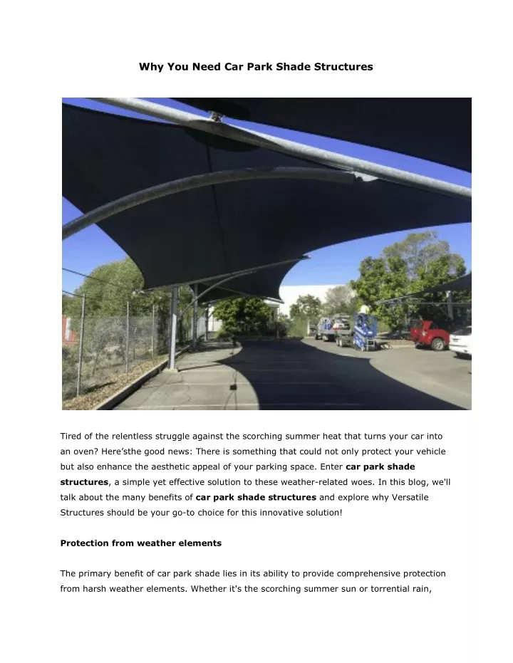 why you need car park shade structures