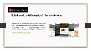 digital marknadsf ringsbyr interwebsite se