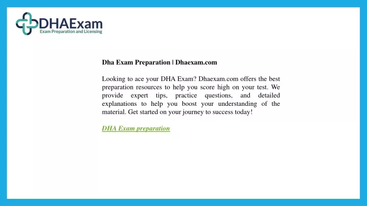 dha exam preparation dhaexam com looking