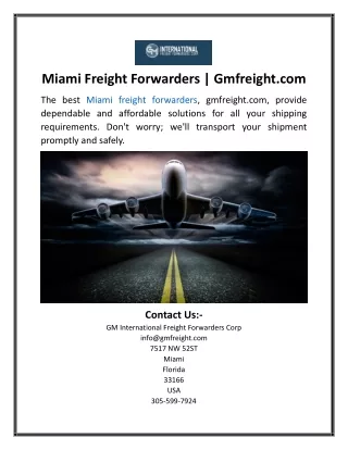 Miami Freight Forwarders Gmfreight