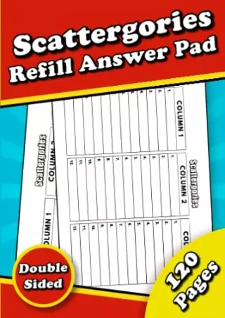 get [PDF] Download Scattergories Refill Answer Pad: A Handy 5x7 Size with 120 Sheets For