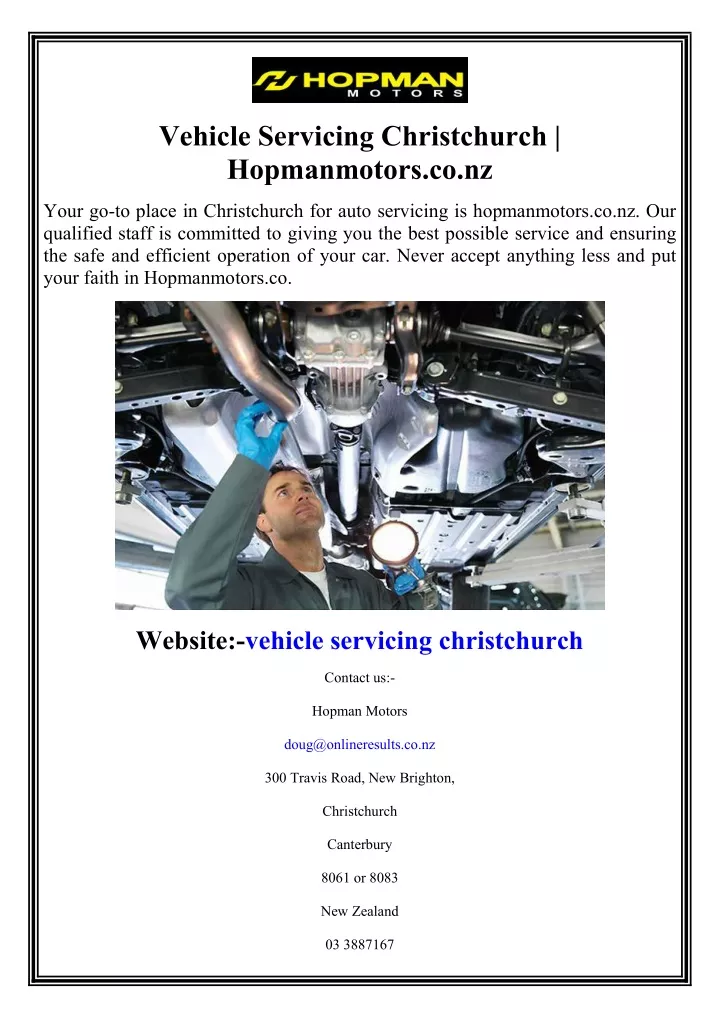 vehicle servicing christchurch hopmanmotors co nz