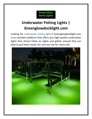 Underwater Fishing Lights  Greenglowdocklight