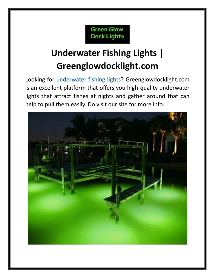underwater fishing lights greenglowdocklight com