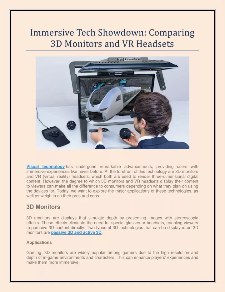 immersive tech showdown comparing 3d monitors