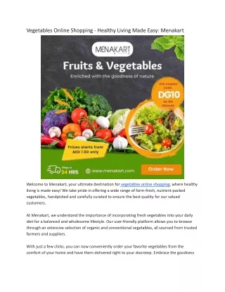 Vegetables Online Shopping - Healthy Living Made Easy_ Menakart
