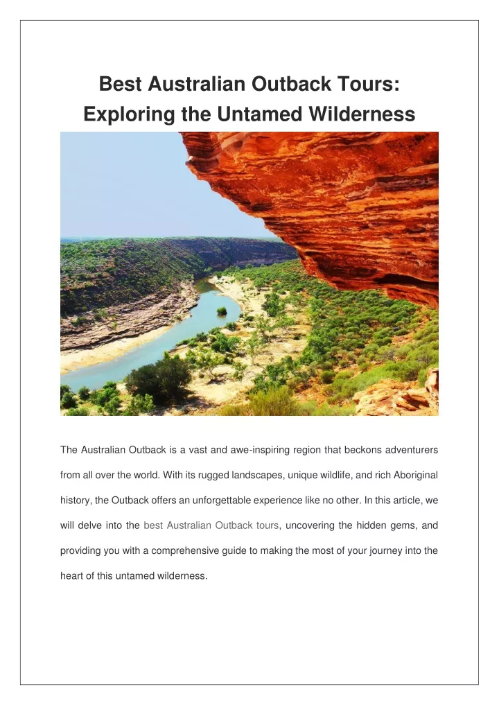 best australian outback tours exploring