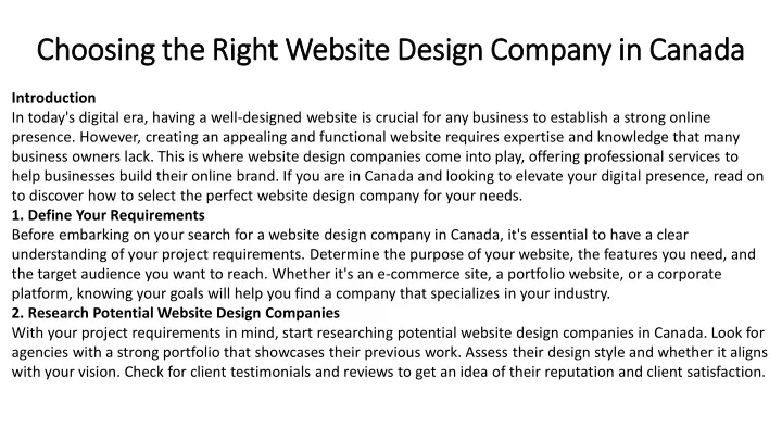 choosing the right website design company