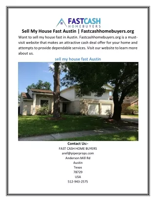 Sell My House Fast Austin Fastcashhomebuyers.org