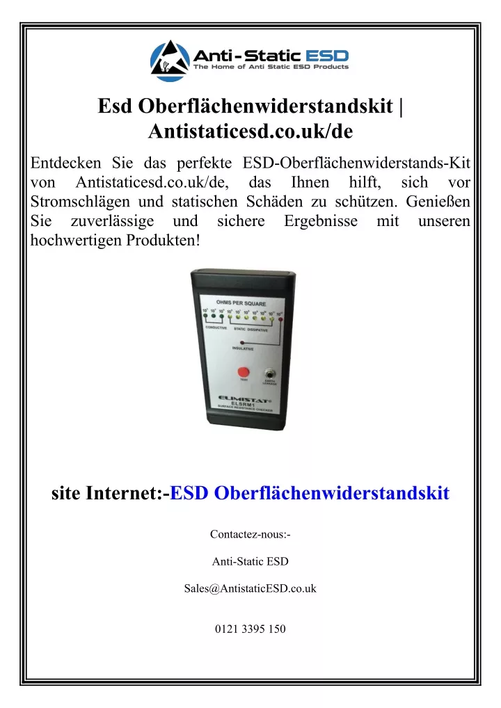 esd oberfl chenwiderstandskit antistaticesd