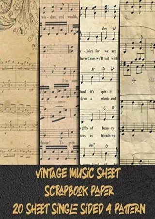 DOWNLOAD/PDF vintage music sheet scrapbook paper 20 sheet single sided 4 pattern: old music