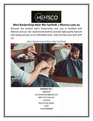 Men Barbershop Near Me Fairfield  Mensco.com