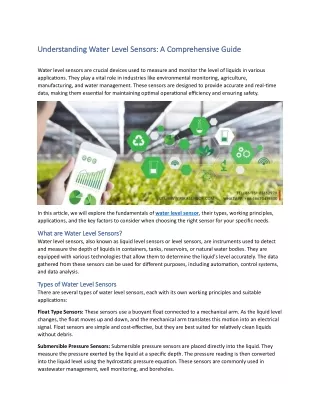 understanding water level sensors a comprehensive
