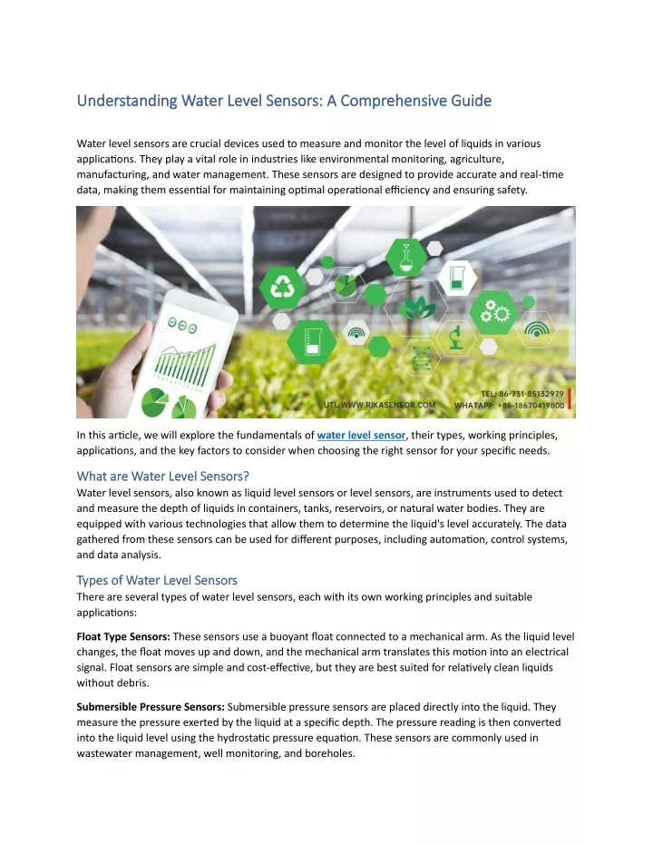 understanding water level sensors a comprehensive