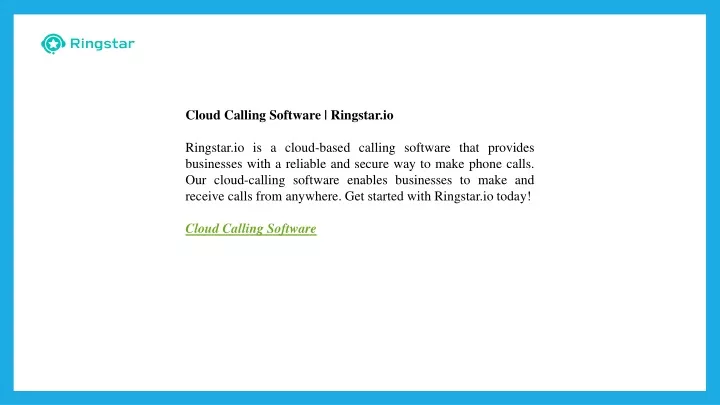 cloud calling software ringstar io ringstar