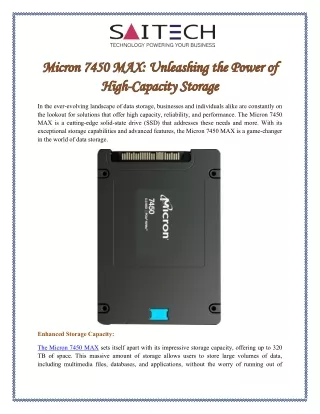 Micron 7450 MAX Unleashing the Power of High-Capacity Storage