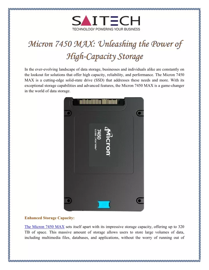 micron 7450 max unleashing the power of high