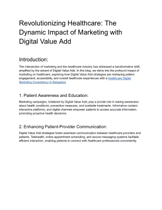 Revolutionizing Healthcare_ The Dynamic Impact of Marketing with Digital Value Add