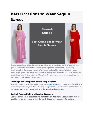 Best Occasions to Wear Sequin Sarees