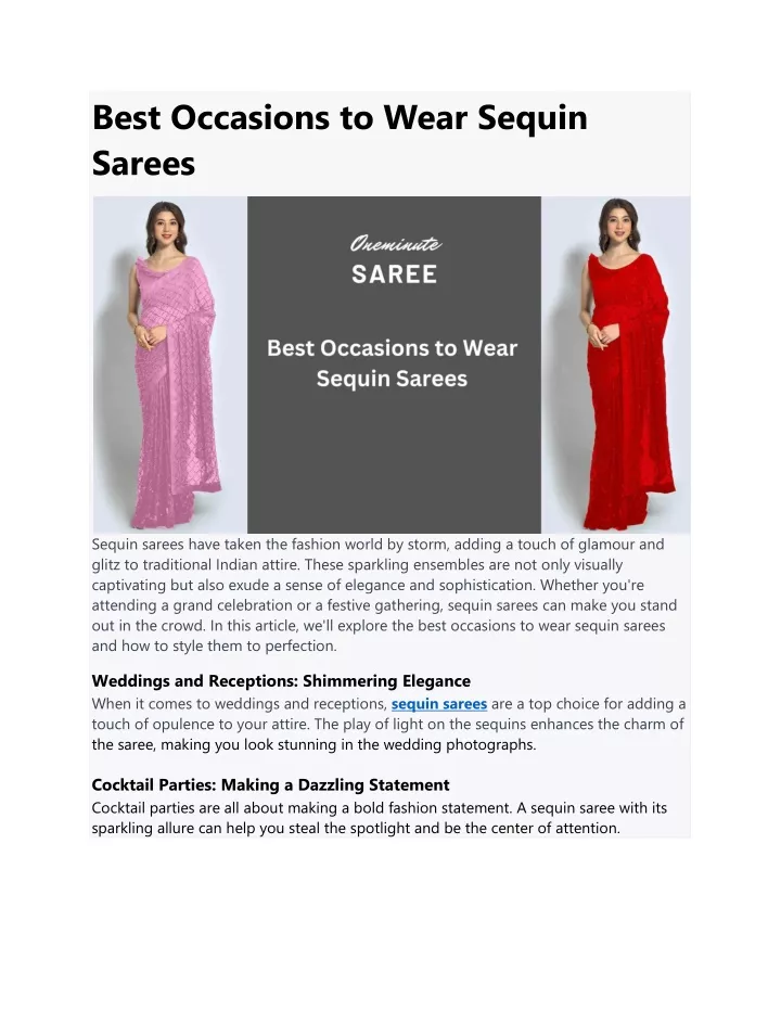 best occasions to wear sequin sarees