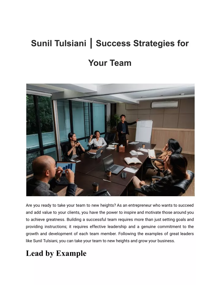sunil tulsiani success strategies for
