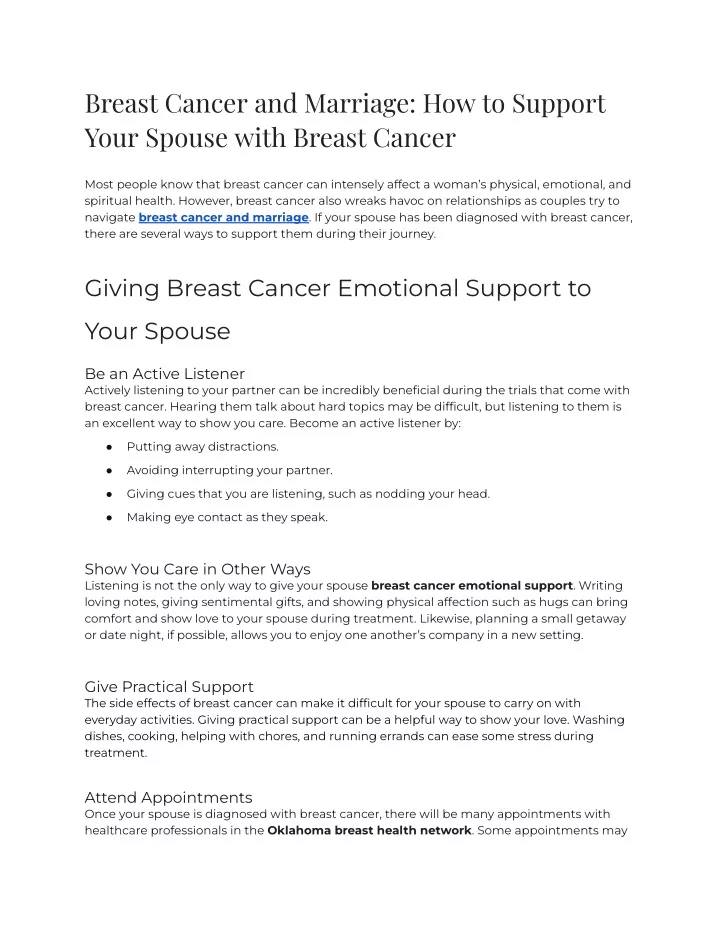 breast cancer and marriage how to support your