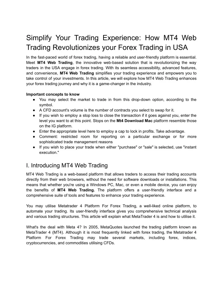 simplify your trading experience