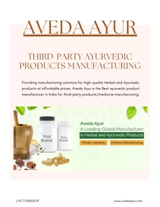 Ayurvedic Third Party Manufacturing Company in India