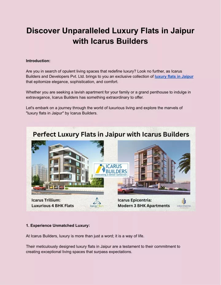 discover unparalleled luxury flats in jaipur with