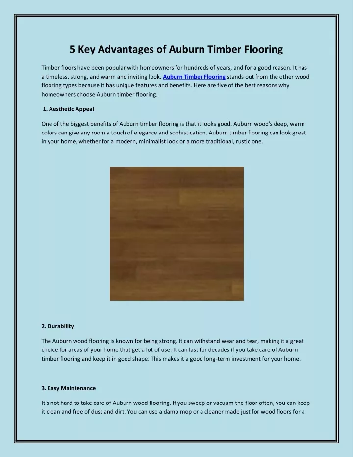 5 key advantages of auburn timber flooring