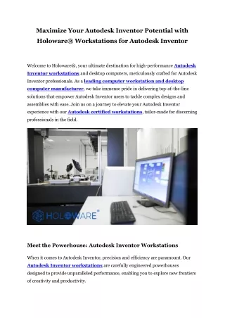 Workstations for Autodesk Inventor