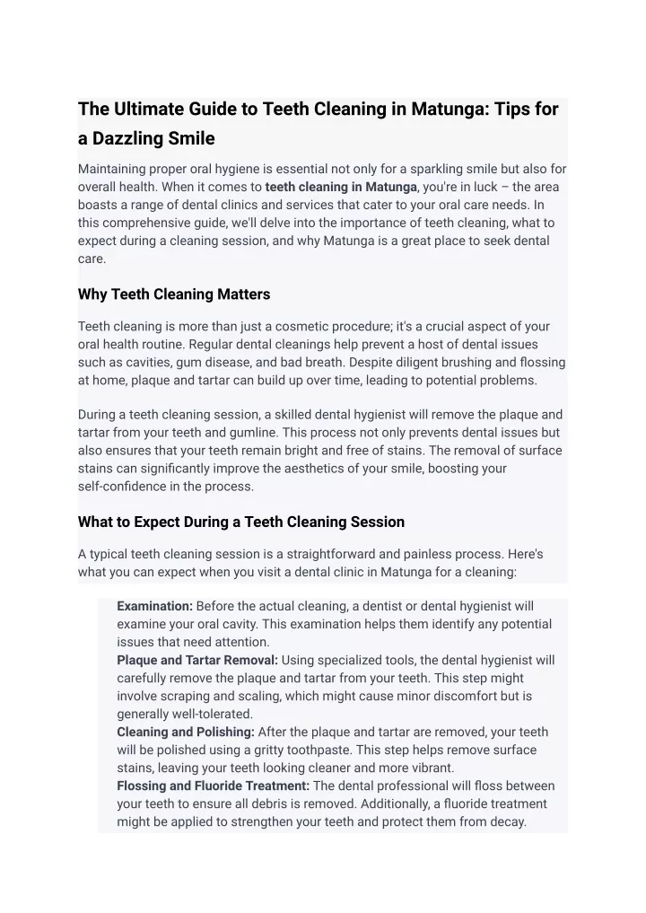 the ultimate guide to teeth cleaning in matunga