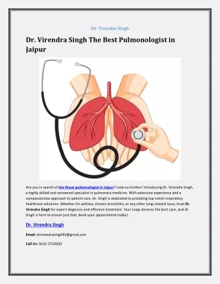 Dr. Virendra Singh The Best Pulmonologist in Jaipur