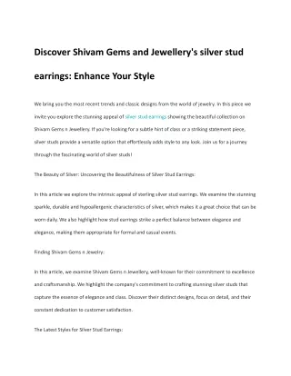 Discover Shivam Gems and Jewellery's silver stud earrings_ Enhance Your Style