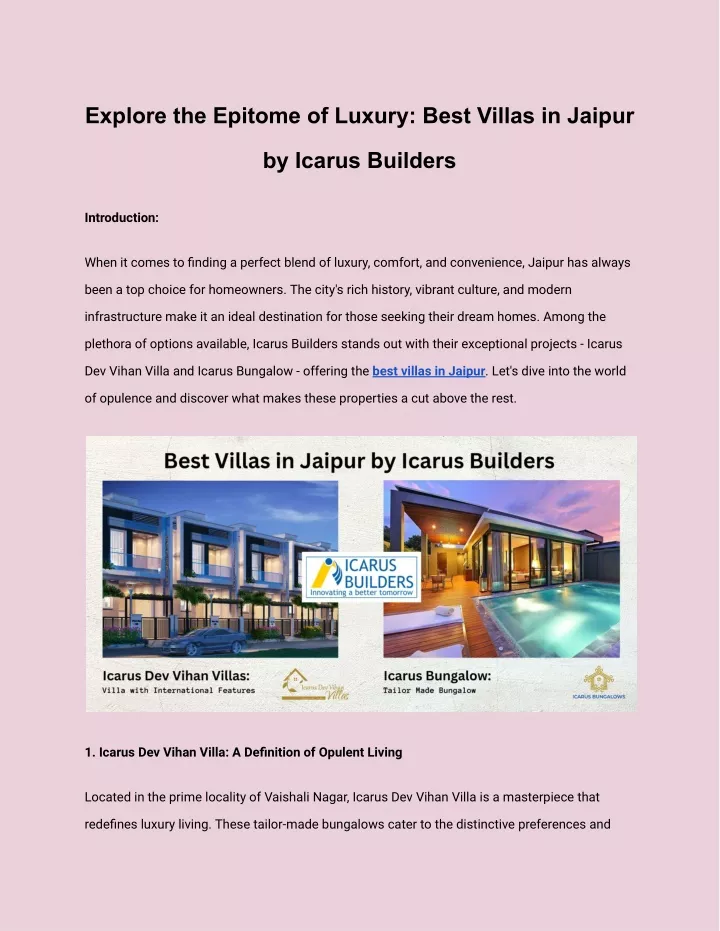 explore the epitome of luxury best villas