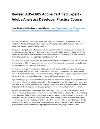 revised ad5 e805 adobe certified expert adobe