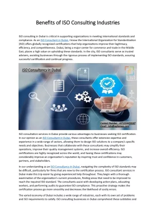 benefit benefits of iso consulting industries