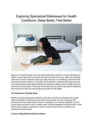 Exploring Specialized Mattresses for Health Conditions_ Sleep Better, Feel Better