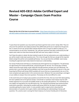revised ad5 e815 adobe certified expert