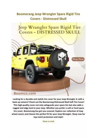 Boomerang Jeep Wrangler Spare Rigid Tire Covers - Distressed Skull