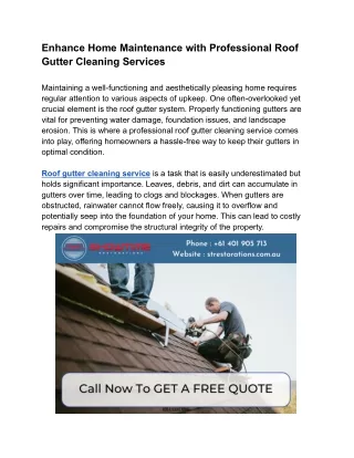 Enhance Home Maintenance with Professional Roof Gutter Cleaning Services