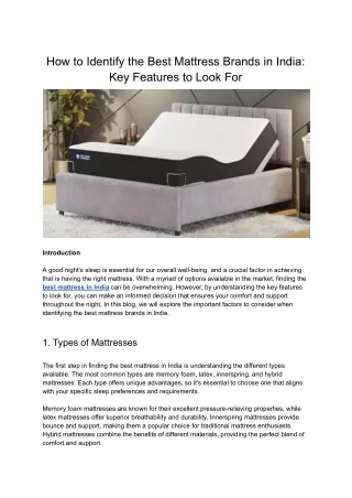 How to Identify the Best Mattress Brands in India_ Key Features to Look For