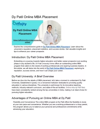 Dy Patil Online MBA Placement