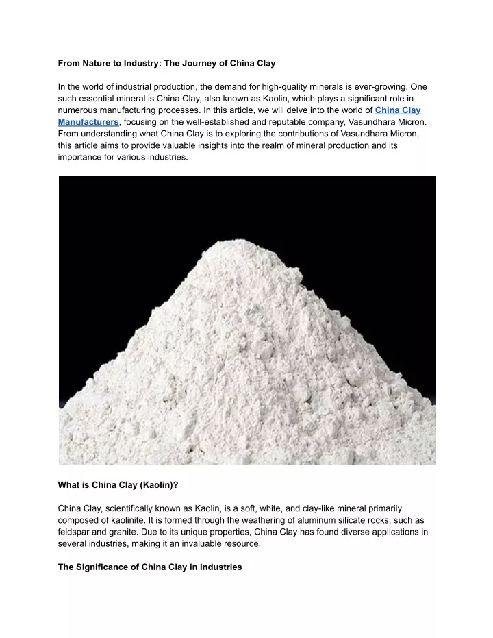 from nature to industry the journey of china clay