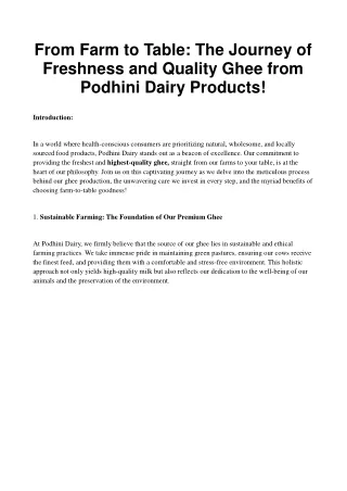 From Farm to Table_ The Journey of Freshness and Quality Ghee from Podhini Dairy Products!