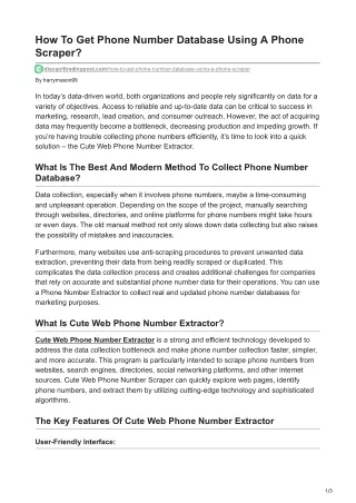 how to get phone number database using a phone